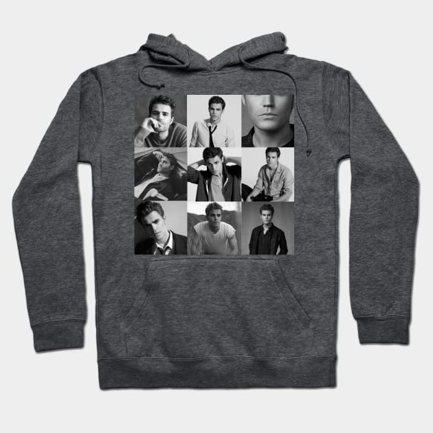 Paul Wesley Collage Leo Zodiac black and white Hoodie by Athira-A